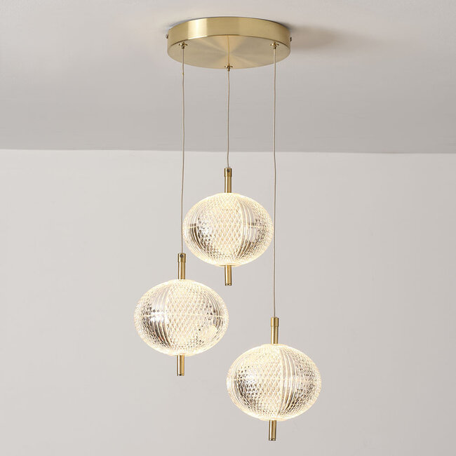 Pendelleuchte mit integrierten 3-stufig-dimmbaren LEDs und goldenen Details - Hopea