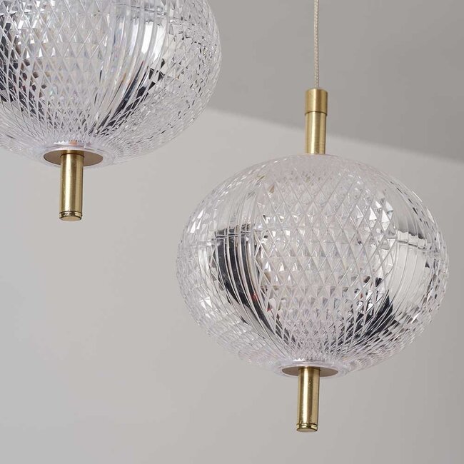 3-flammige Pendelleuchte Hopea mit 3-stufig dimmbarer LED - Gold