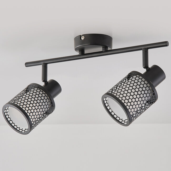 2-flammige Deckenleuchte Buchi - Schwarz mit Wabendesign