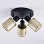 Design-Deckenleuchte schwarz mit Gold, 3-flammig - Gull