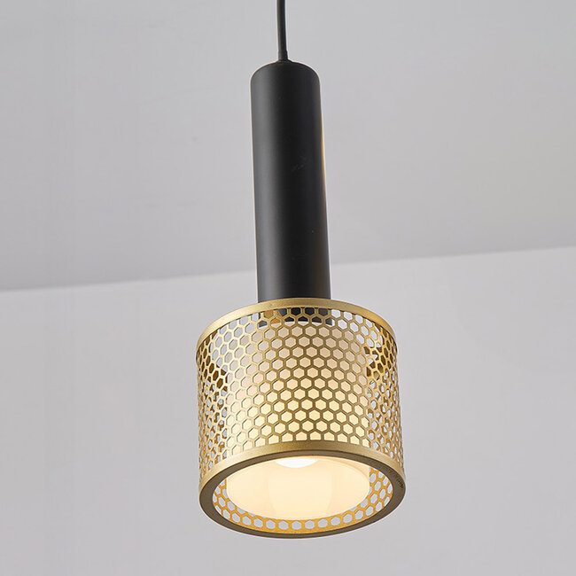 Elegante schwarz-goldene Pendelleuchte - Ouro