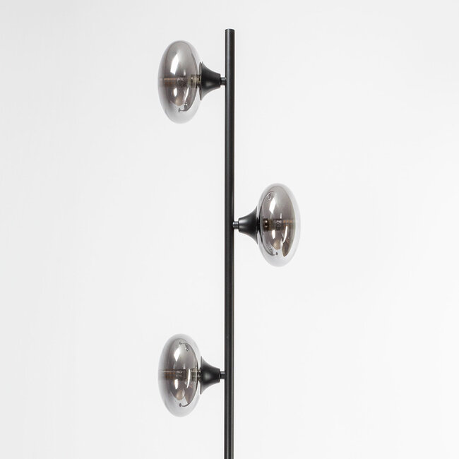 3-flammige Stehlampe Musta - Schwarz mit rauchgrauem Glas