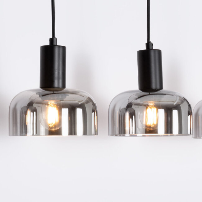 Hängelampe mit Rauchglas und Spiegeleffekt, 5-flammig - Cinza