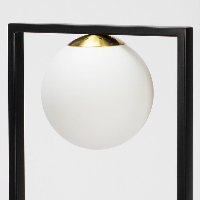 Schwarze 2-flammige Tischlampe mit Milchglas - Duas