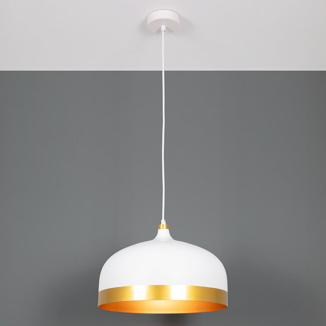 Industrielle Hängelampe Zelta mit goldenen Details - Weiß