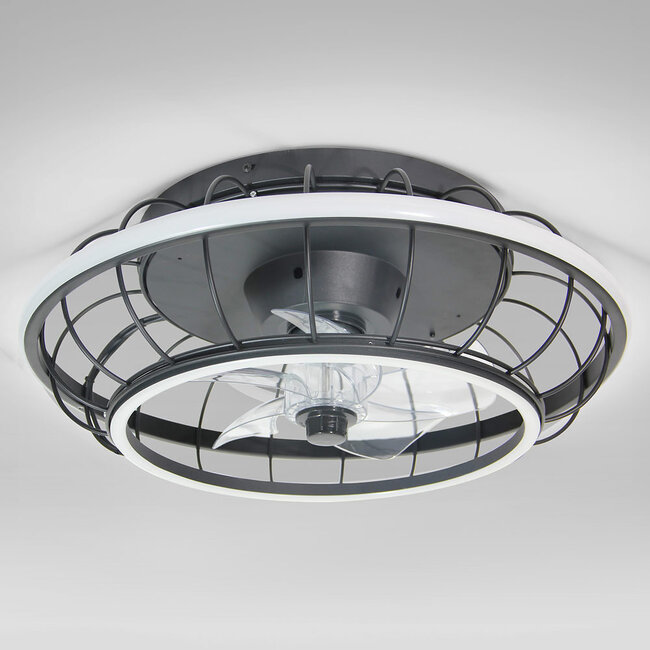 Schwarzer Deckenventilator Lilu mit integrierten LEDs