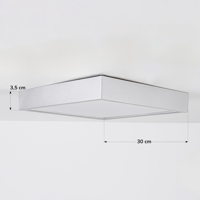 Quadratische Deckenlampe Joelle mit milchweißem Diffusor, 3-stufig dimmbar