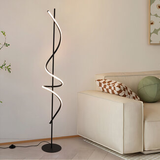 Moderne Stehlampe Caiden in Schwarz mit spiralförmigen LEDs