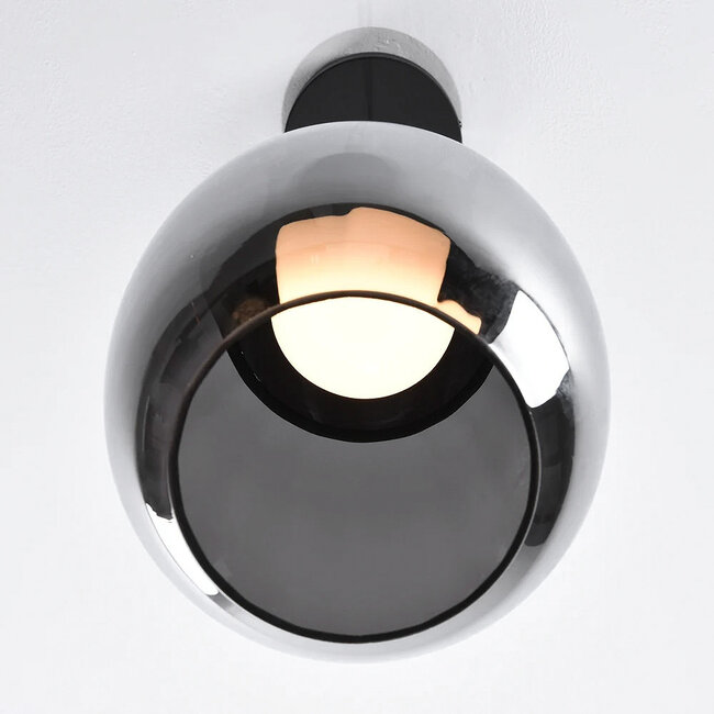 Schwarze Hängelampe Nadine mit Rauchglas und 3-stufiger Dimmung