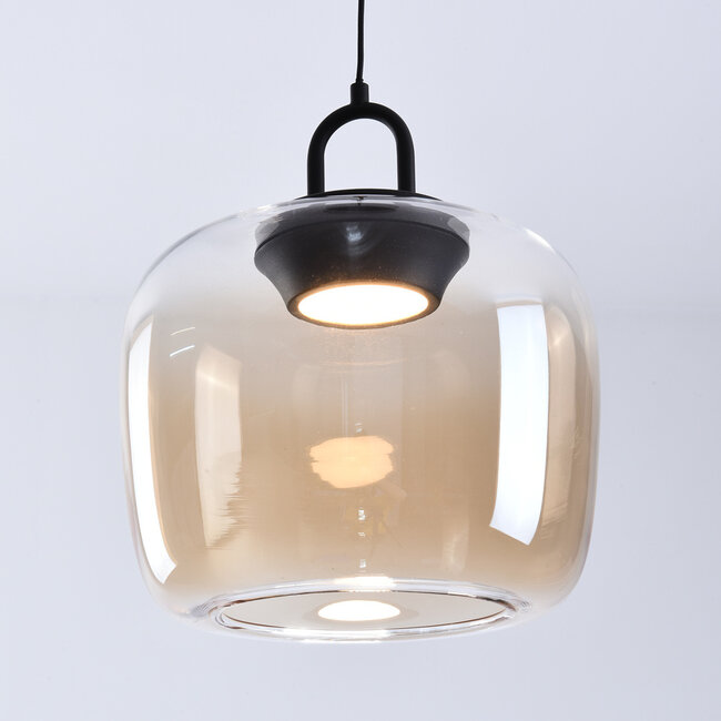 Pendelleuchte Zahra aus Amberglas mit Farbverlauf und 3-stufig dimmbare LEDs