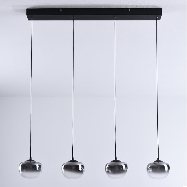 Schwarze Pendelleuchte aus Rauchglas mit Farbverlauf und 3-stufig dimmbaren LEDs - Amina