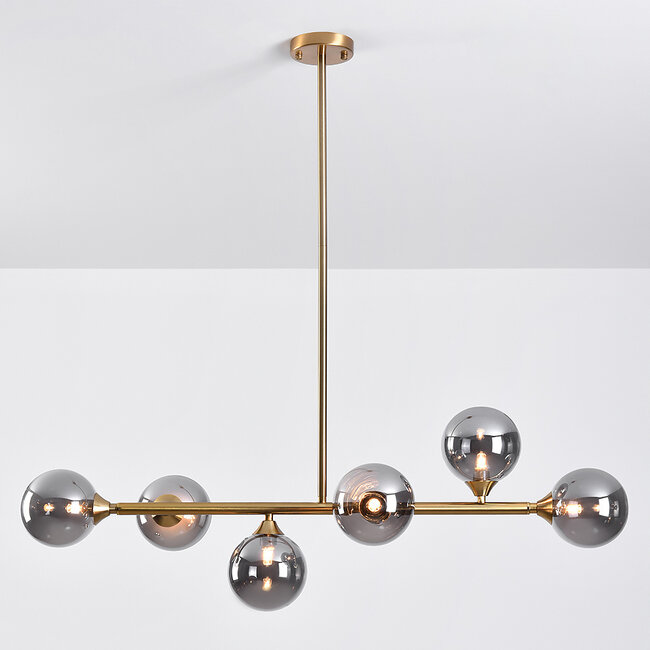 Hängelampe Aster - Gold mit Rauchglas