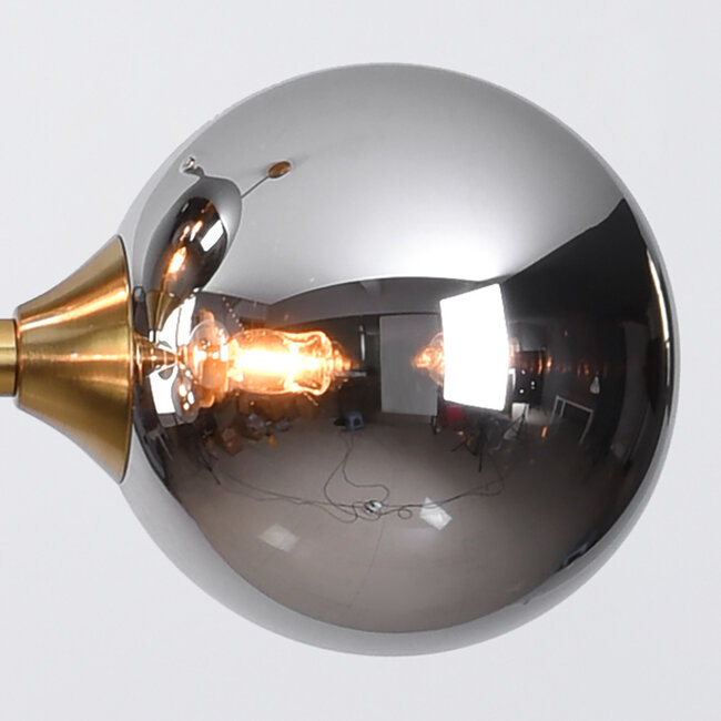 Hängelampe Aster - Gold mit Rauchglas und Spiegeleffekt