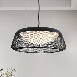 Schwarze Pendelleuchte mit offenem Schirm und dimmbaren LEDs - Milani