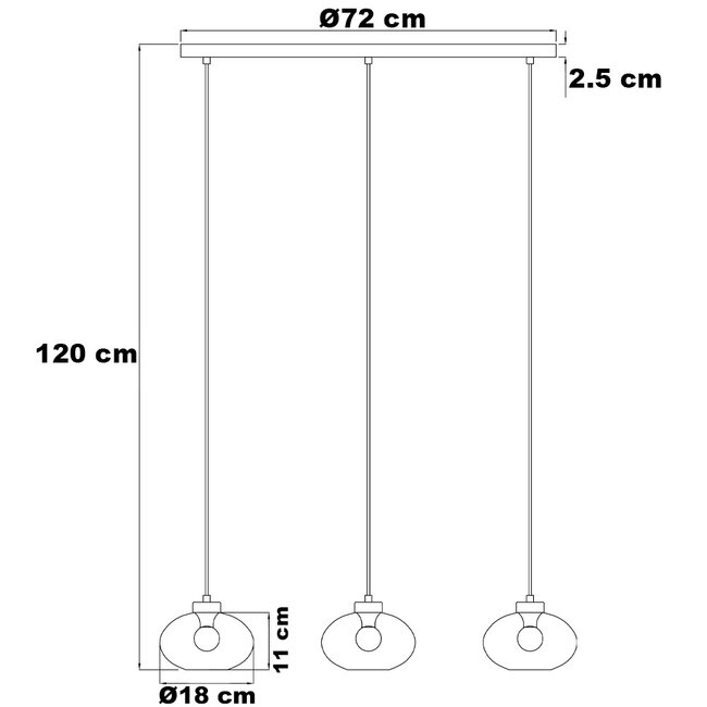 Pendelleuchte Vere mit amber Glas, 3-flammig