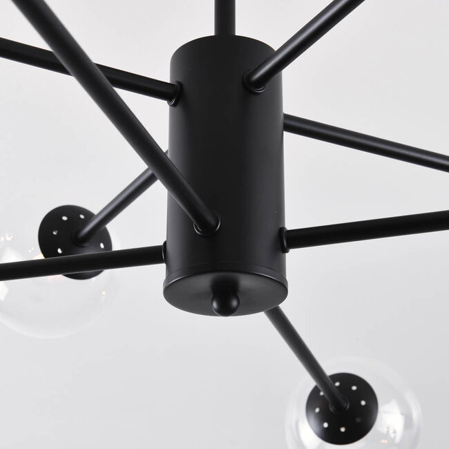 Design-Deckenleuchte in Schwarz mit transparentem Glas 8-flammig - Idaho