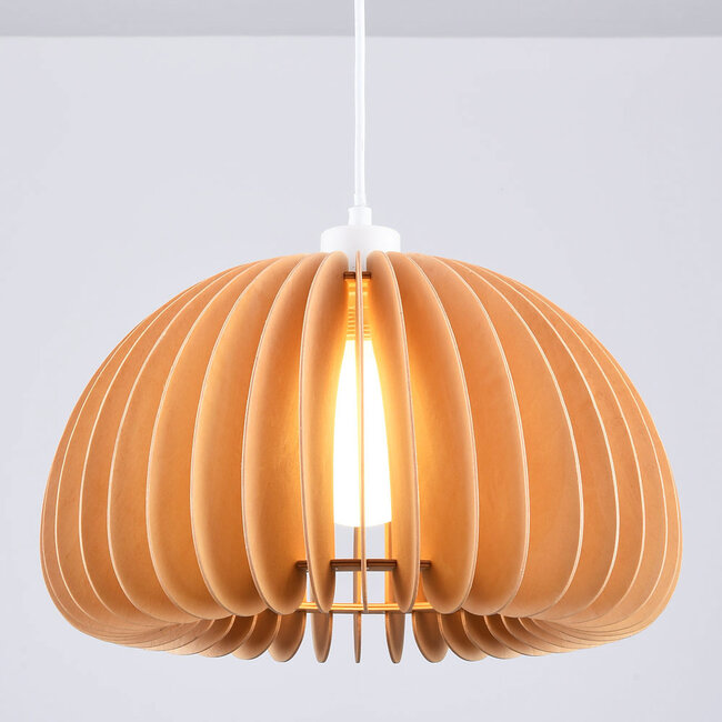 Runde Pendelleuchte aus Holz Ikoma