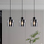 3-flammige Pendelleuchte Palaio - Rauchglas und Schwarz