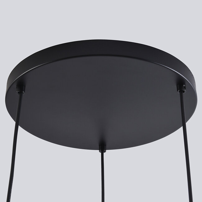 Schwarze Pendelleuchte Fynna mit Rauchglas, 3-flammig