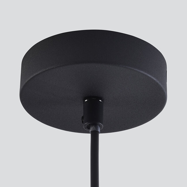 Schwarze Hängeleuchte Dila mit Rauchglas