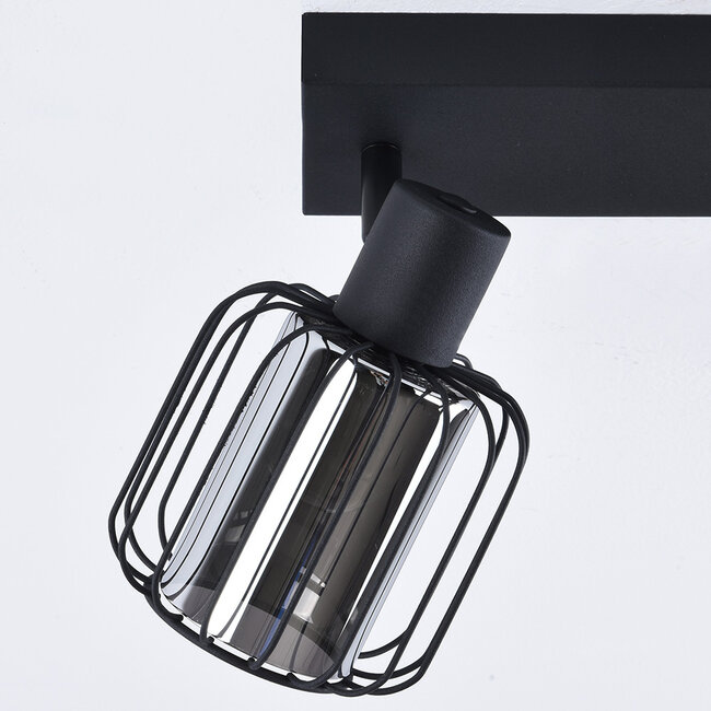 Deckenleuchte mit Rauchglas und schwenkbaren Spots, 2-flammig - Dua