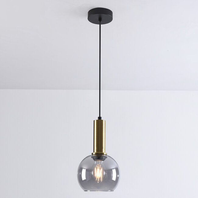 Pendelleuchte Inara mit Rauchglas, 1-flammig - gold