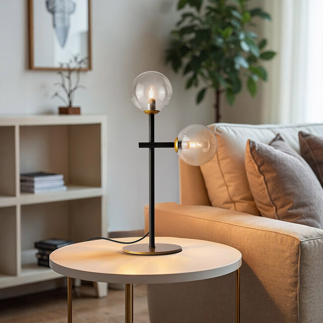 Tischlampe Chase, 2-flammig - Transparentes Glas