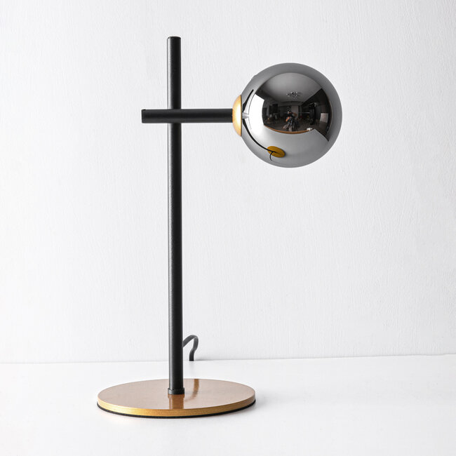 Tischlampe Glenn - Rauchglas mit Spiegeleffekt