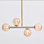 Design-Deckenleuchte Gold mit amber Glas, 4-flammig - Asun