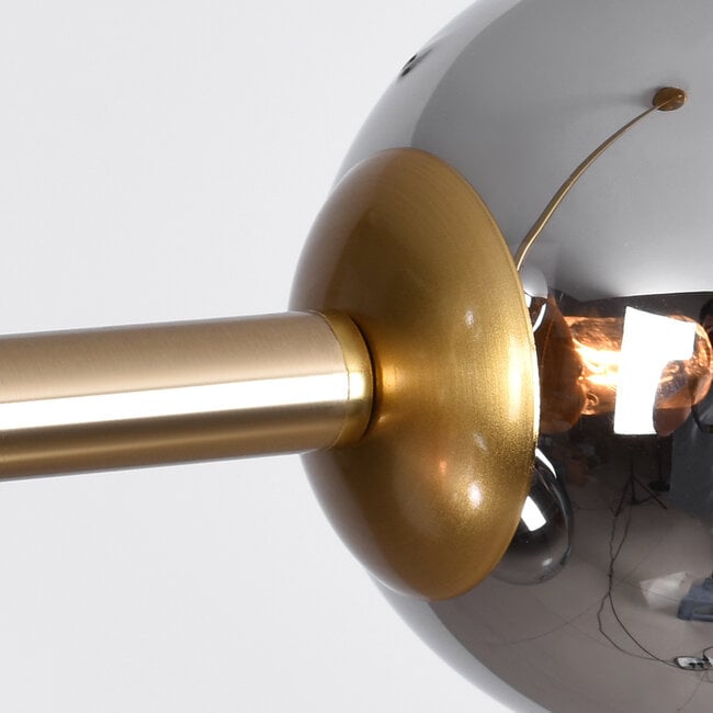 Design-Deckenleuchte Gold mit Rauchglas Spiegeleffekt, 4-flammig - Asun