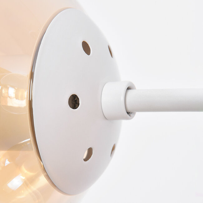 Design-Hängelampe Hepta Weiß mit amber Glaskugeln