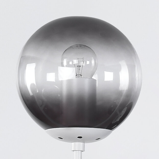 Design-Hängelampe Weiß  mit Rauchglas-Kugeln - Hepta