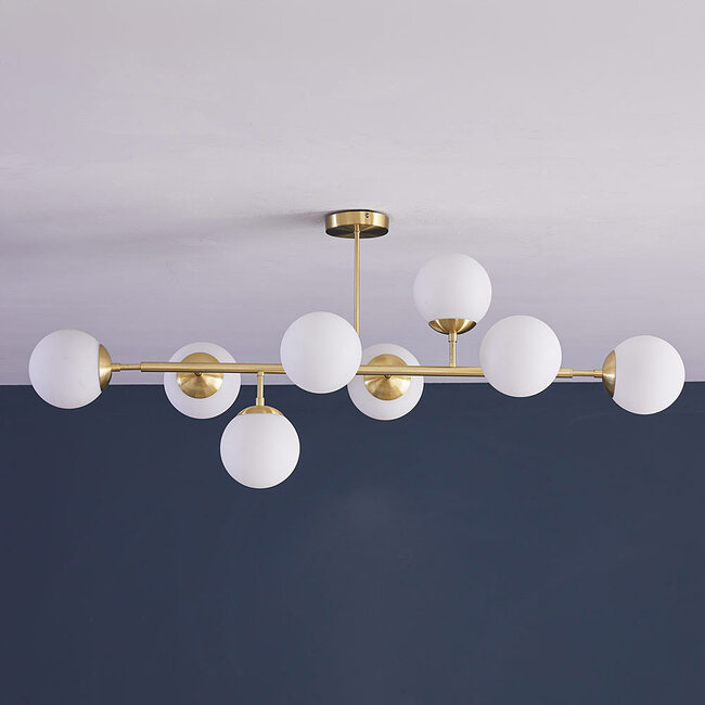 Design-Deckenleuchte Gold mit Milchglas-Kugeln - Osem