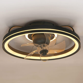 Deckenventilator Ikaros - Schwarz mit transparenten Flügeln und einstellbarer Farbtemperatur