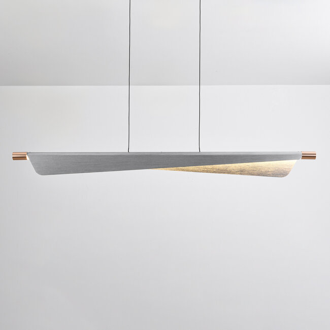 Design-Pendelleuchte Mitsu - 3-stufig dimmbar - gebürstetes Silber