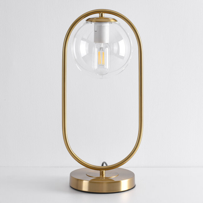 Goldene Design-Tischlampe George - Transparentes Glas