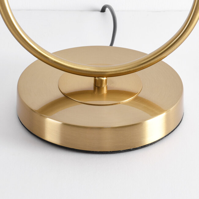 Goldene Design-Tischlampe George - Rauchglas mit Spiegeleffekt