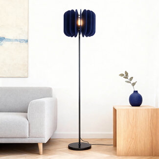 Stehlampe Lenthe aus PET-Filz - Marineblau