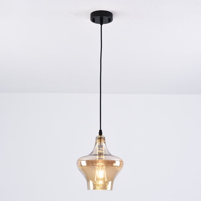 1-flammige Hängeleuchte Trinidad mit amber Glas - Variante 3