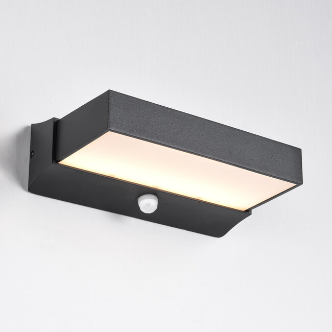 Außenwandleuchte Onyx mit Sensor - Schwarz mit integrierter LED