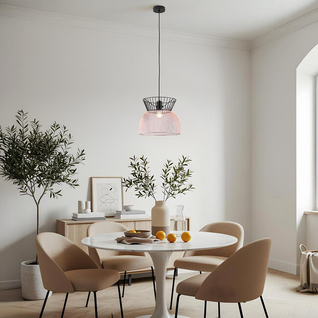 Moderne hanglamp zwart met koper - Netti
