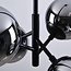 Retro hanglamp zwart met smoke glas en spiegeleffect, 4-lichts - Florence