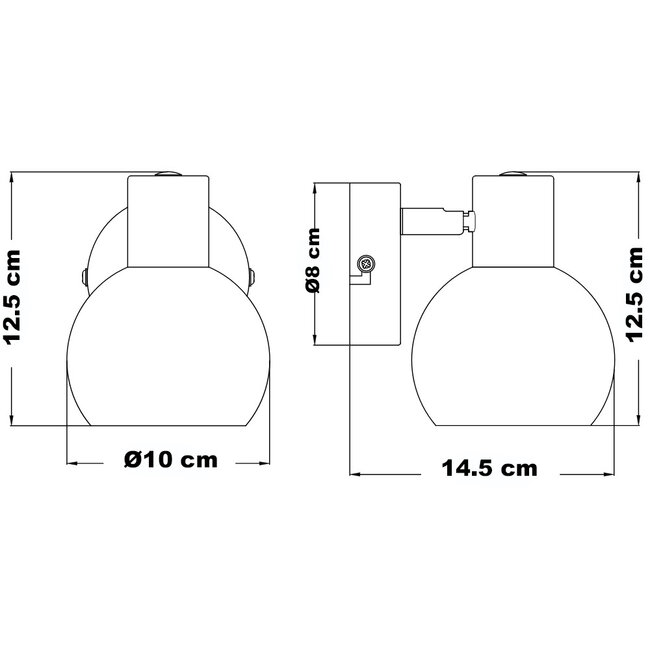 Wandspot in Goldmessing  mit amber Glas - Pilou