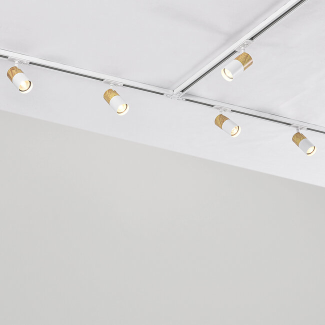 1-phasiges Schienensystem 3 Meter weiß in Eichen-Holzoptik - Linn
