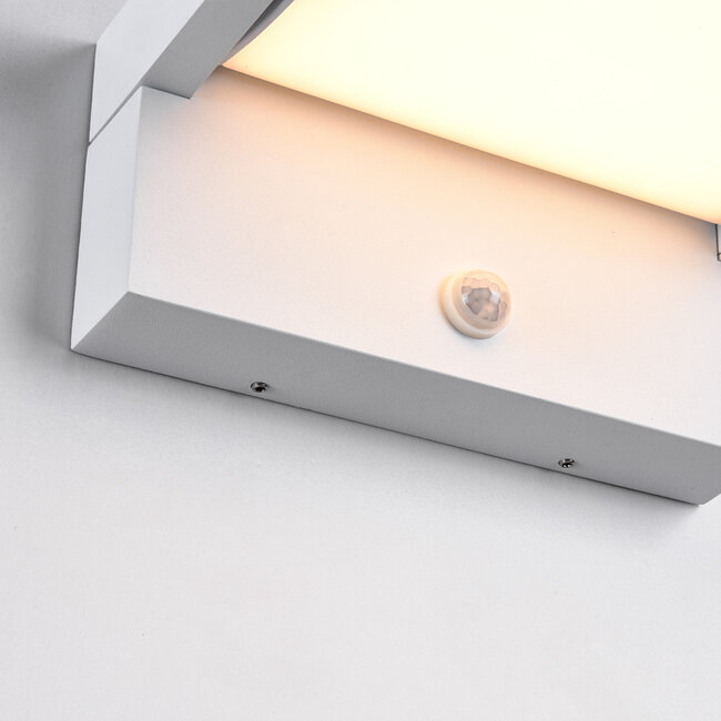 Verstellbare Außenwandleuchte Berlin mit Sensor - Weiß mit integrierter LED