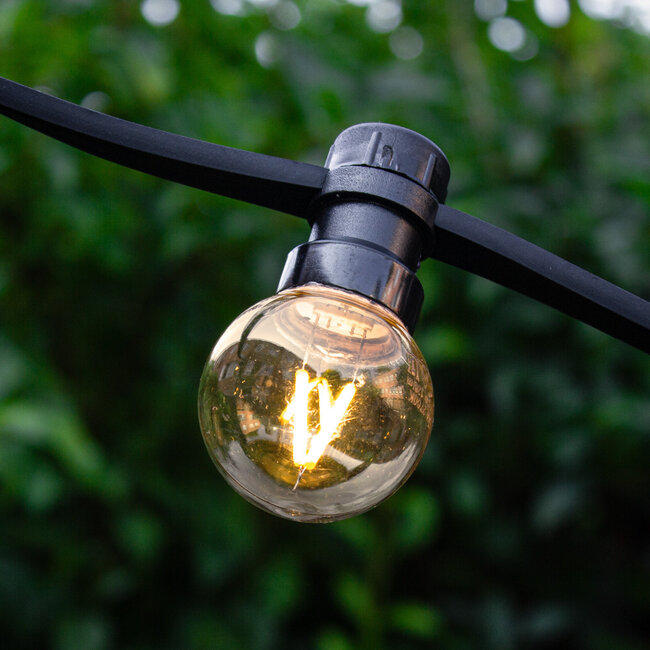 2 Watt Outdoor-Lichterkette mit dreieckigen Filament LED-Lampen - Option dimmbar