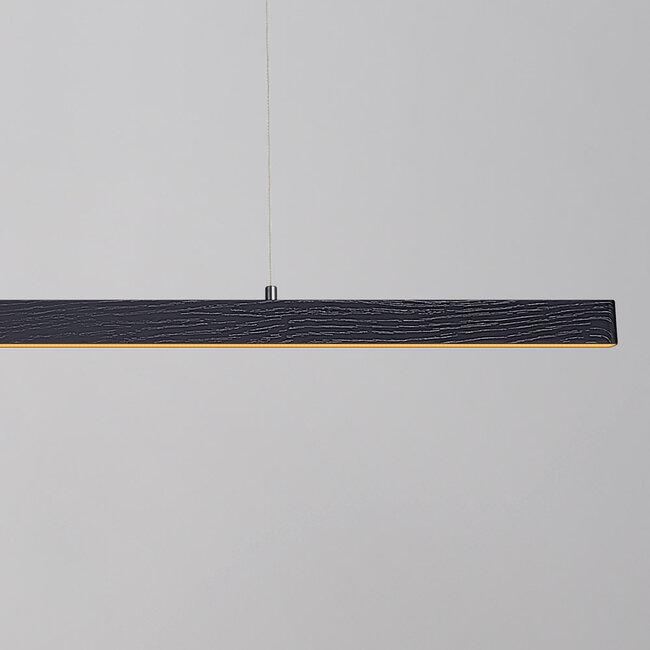 Minimalistische zwarte hanglamp Andre met houtpatroon - 3 staps dimbaar
