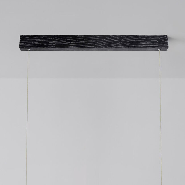 Minimalistische schwarze Pendelleuchte Andre mit Holzmuster - 3-stufig dimmbar