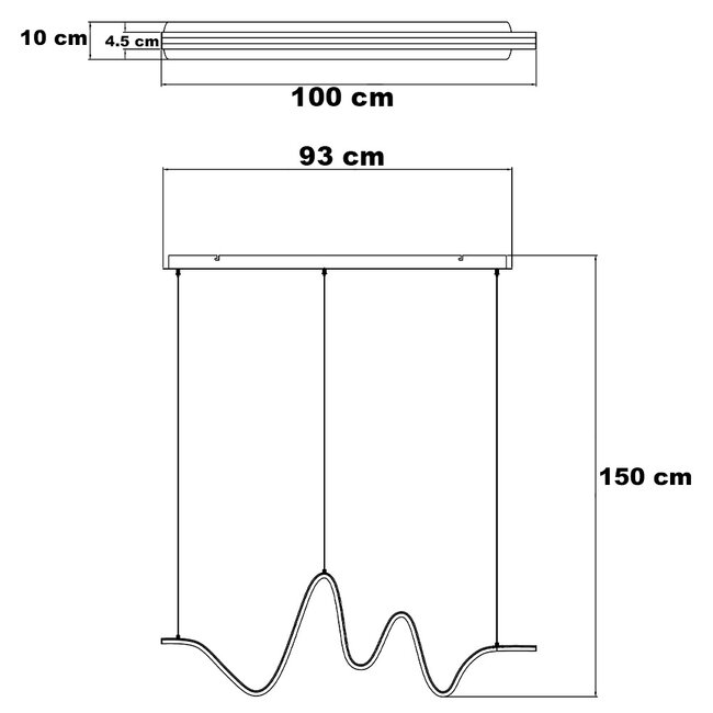 Design-Pendelleuchte Linea in geschwungener Form mit 3-stufiger Dimmung