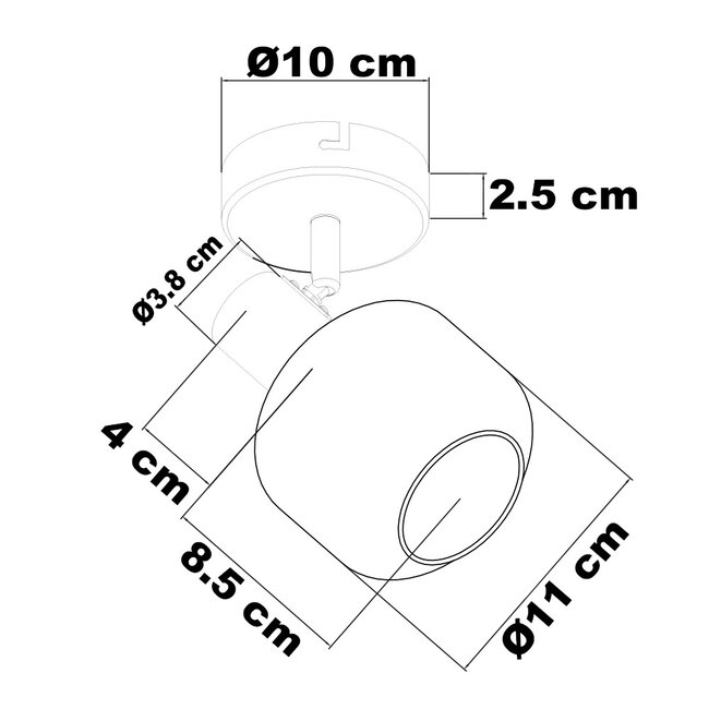 Plafondlamp zwart met transparant glas, 1-lichts - Jenthe